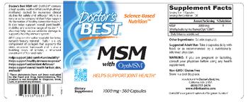 Doctor's Best MSM with OptiMSM 1000 mg - supplement