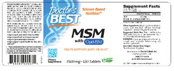 Doctor's Best MSM with OptiMSM 1500 mg - supplement