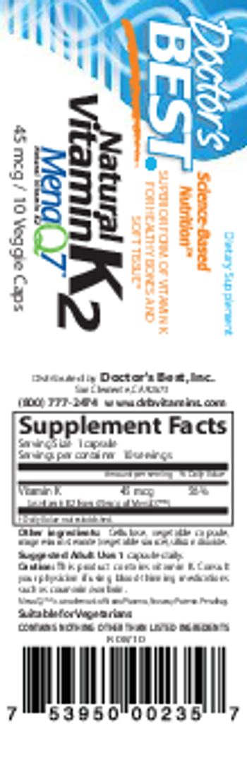 Doctor's Best Natural Vitamin K2 45 mcg - supplement