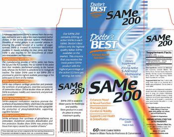 Doctor's Best SAMe 200 - supplement with 200 mg active sadenosyl methionine per tablet