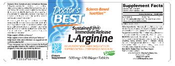Doctor's Best Sustained plus Immediate Release L-Arginine 500 mg - supplement