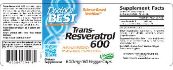 Doctor's Best Trans-Resveratrol 600 mg - supplement