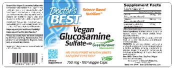 Doctor's Best Vegan Glucosamine Sulfate with GreenGrown Glucosamine 750 mg - supplement