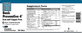 Douglas Laboratories Basic Preventive 4 Iron And Copper Free - supplement