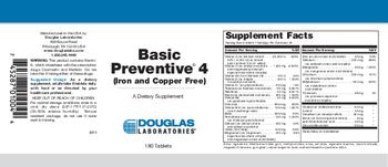 Douglas Laboratories Basic Preventive 4 (Iron And Copper Free) - supplement