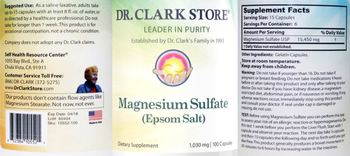 Dr. Clark Store Magnesium Sulfate (Epsom Salt) 1,030 mg - supplement