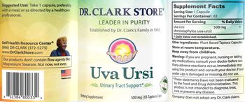Dr. Clark Store Uva Ursi 500 mg - supplement