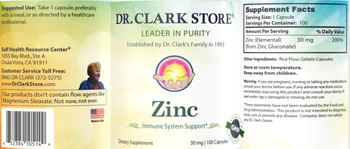 Dr. Clark Store Zinc 30 mg - supplement