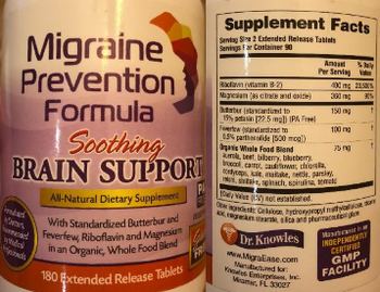 Dr. Knowles Migraine Prevention Formula - allnatural supplement