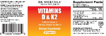 Dr Mercola Vitamins D & K2 - supplement