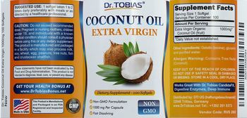 Dr. Tobias Coconut Oil Extra Virgin 1000 mg - supplement