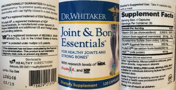Dr. Whitaker Joint & Bone Essentials - supplement