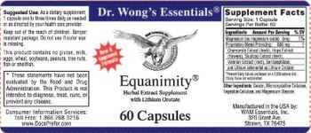 Dr. Wong's Essentials Equanimity - herbal extract supplement with lithium orotate