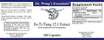 Dr. Wong's Essentials Fo-Ti-Tieng 12:1 Extract - herbal supplement with serrapeptidase