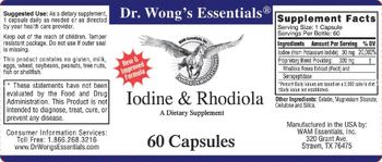 Dr. Wong's Essentials Iodine & Rhodiola - supplement