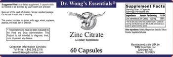 Dr. Wong's Essentials Zinc Citrate - supplement