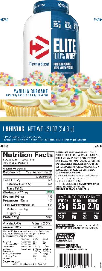 Dymatize Elite 100% Whey Vanilla Cupcake - supplement