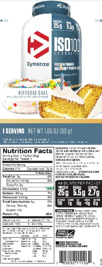 Dymatize ISO100 Hydrolyzed Birthday Cake - 