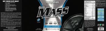Dymatize Nutrition Elite Mass Vanilla Milkshake - supplement