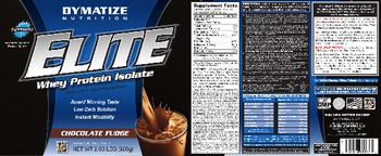 Dymatize Nutrition Elite Whey Protein Isolate Chocolate Fudge - supplement