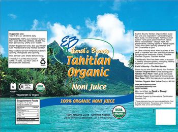EB Earth's Bounty Tahitian Organic Noni Juice - liquid supplement