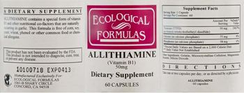 Ecological Formulas Allithiamine (Vitamin B1) 50mg - supplement