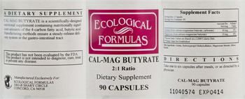 Ecological Formulas CAL-MAG Butyrate 2:1 Ratio - supplement