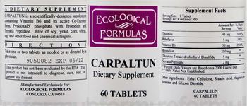 Ecological Formulas Carpaltun - supplement