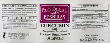 Ecological Formulas Curcumin With Zingerone & Saffron - supplement