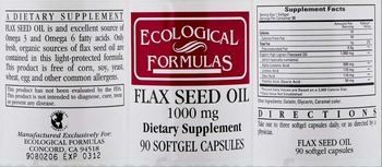 Ecological Formulas Flax Seed Oil 1000 mg - supplement