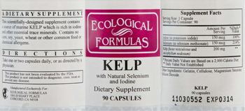 Ecological Formulas Kelp with Natural Selenium and Iodine - supplement