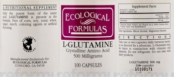 Ecological Formulas L-Glutamine Crystalline Amino Acid 500 Milligrams - a nutritional supplement