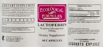 Ecological Formulas Lactoferrin Bioactive Glycoprotein 100mg - supplement