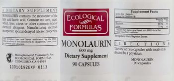 Ecological Formulas Monolaurin 600 mg - supplement