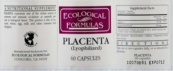 Ecological Formulas Placenta - a nutritional supplement