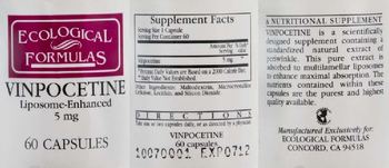 Ecological Formulas Vinpocetine Liposome-Enhanced 5 mg - a nutritional supplement