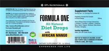 EFL Nutritionals Formula One All Natural Diet Drops with African Mango - supplement