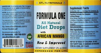 EFL Nutritionals Formula One All Natural Diet Drops With African Mango - supplement