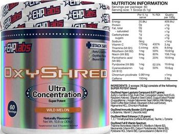 EHPlabs OxyShred Ultra Concentration Super Potent Wild Melon - supplement