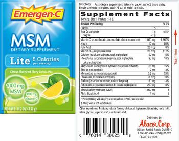 Emergen-C MSM Lite Citrus Flavored Fizzy Drink Mix - supplement