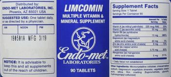Endo-Met Laboratories Limcomin - multiple vitamin mineral supplement