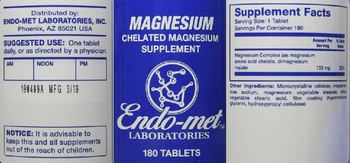 Endo-Met Laboratories Magnesium - chelated magnesium supplement