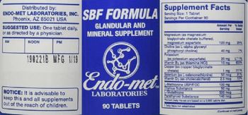 Endo-Met Laboratories SBF Formula - glandular and mineral supplement