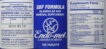 Endo-Met Laboratories SBF Formula - glandular and mineral supplement