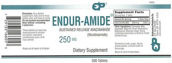 EP Endur-Amide Sustained Release Niacinamide 250 mg - supplement