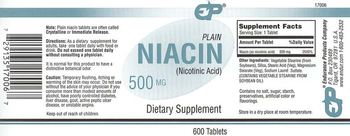 EP Plain Niacin 500 mg - supplement