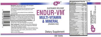 EP Sustained Release Endur-VM Multi-Vitamin & Mineral (Contains Iron) - supplement