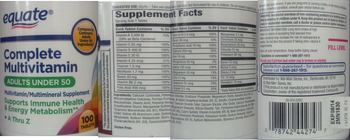 Equate Complete Multivitamin Adilts Under 50 - multivitaminsmultimineral supplement