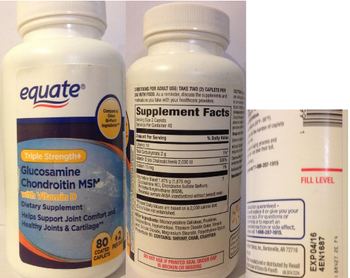 Equate Triple Strength Glucosamine Chondroitin MSM with Vitamin D - supplement