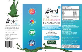 ETST Earth Science Tech High Grade Full Spectrum Cannabinoids Raw - supplement